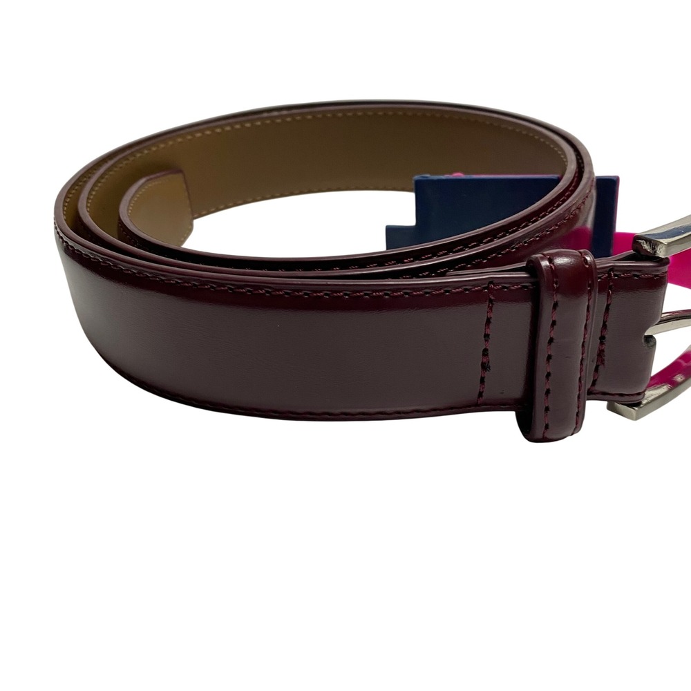 Duchamp Men's Genuine Leather WineDress Belt Silver Buckle Size L 38/40‎ NWT